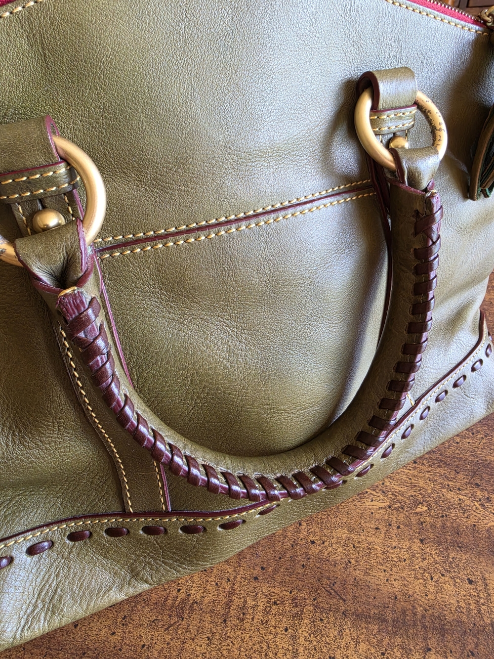 Dooney & Bourke Olive Green Florentine Leather Satchel Bag - Picture 14 of 16